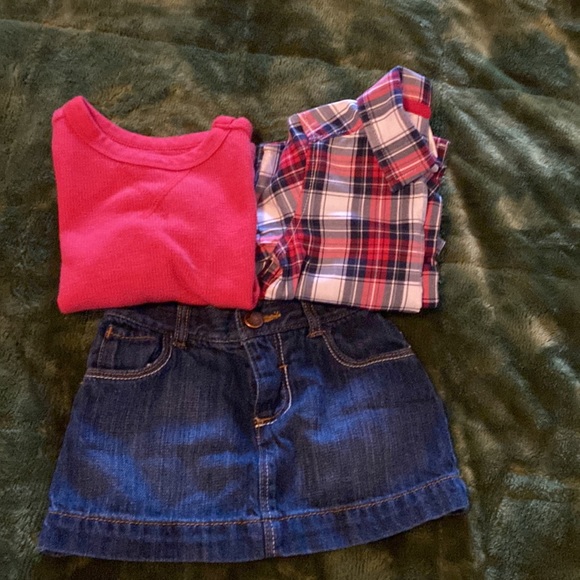 Old Navy and Carter’s Bundled Set Button Down, Thermal, Denim Skirt Size 12-18 - Picture 2 of 11